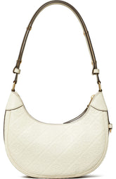 T-Monogram Embossed Crescent Shoulder Bag