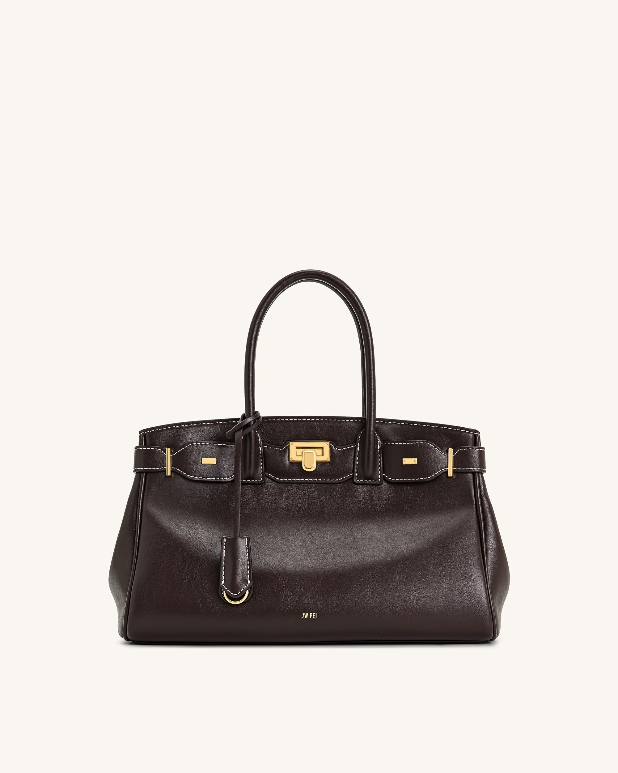 Ziva Metal Lock Decoration Tote Bag - Black