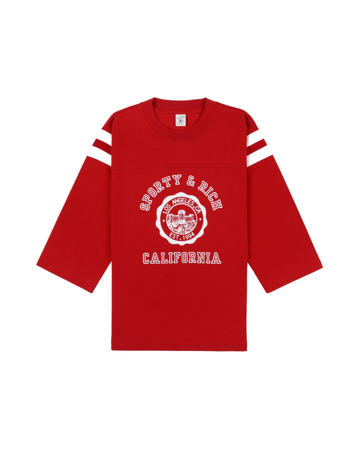 California Emblem Long Football Tee - Ruby/White