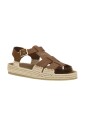 Prada Brown Leather Fisherman Sandals with Jute Espadrille Sole