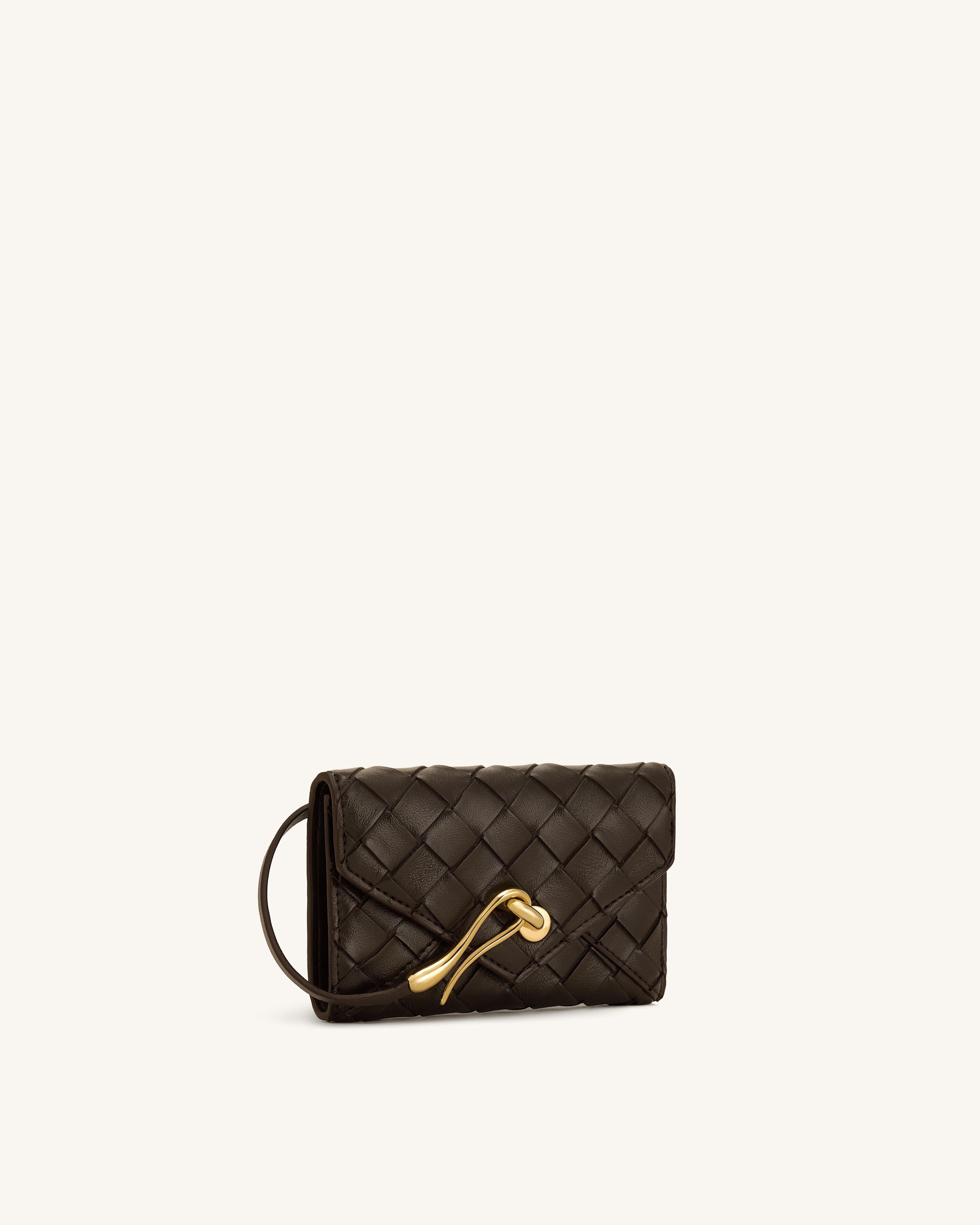 Celeste Woven Textured Envelope Wallet - Chocolate