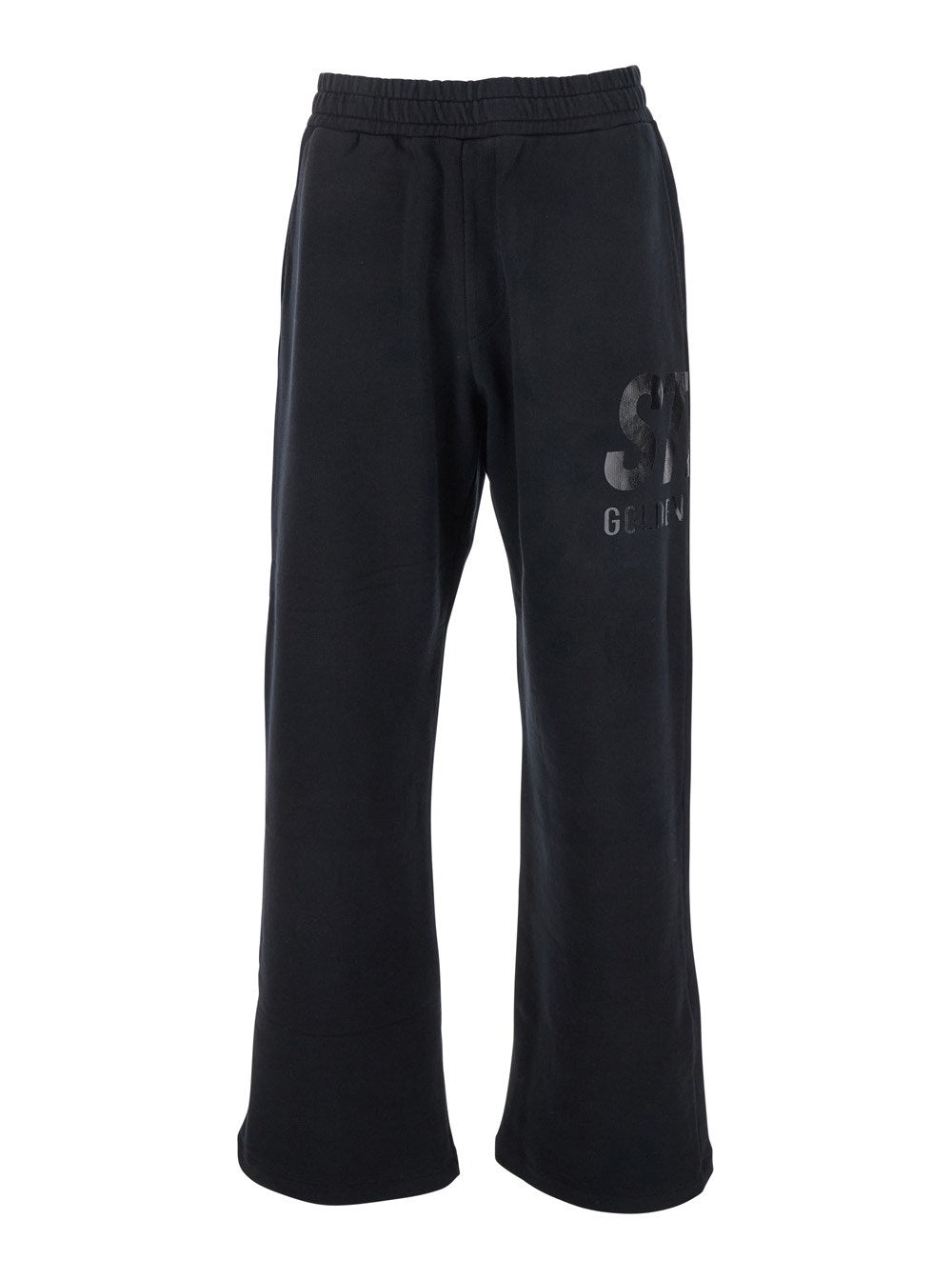 Golden goose Black Jogger Pants with Logo Printed on the Side in Cotton Man