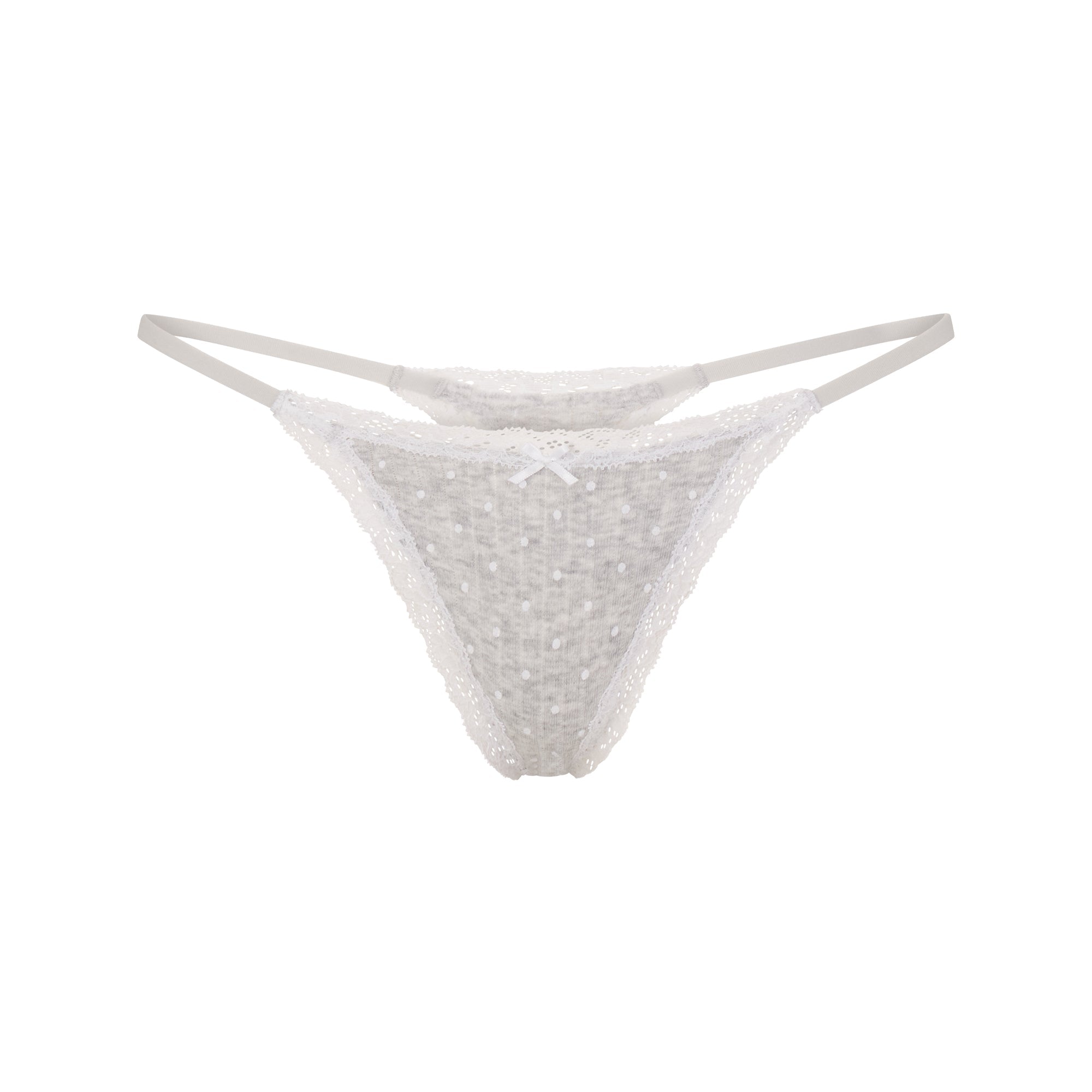 Lightweight Cotton Pointelle Lace String Thong