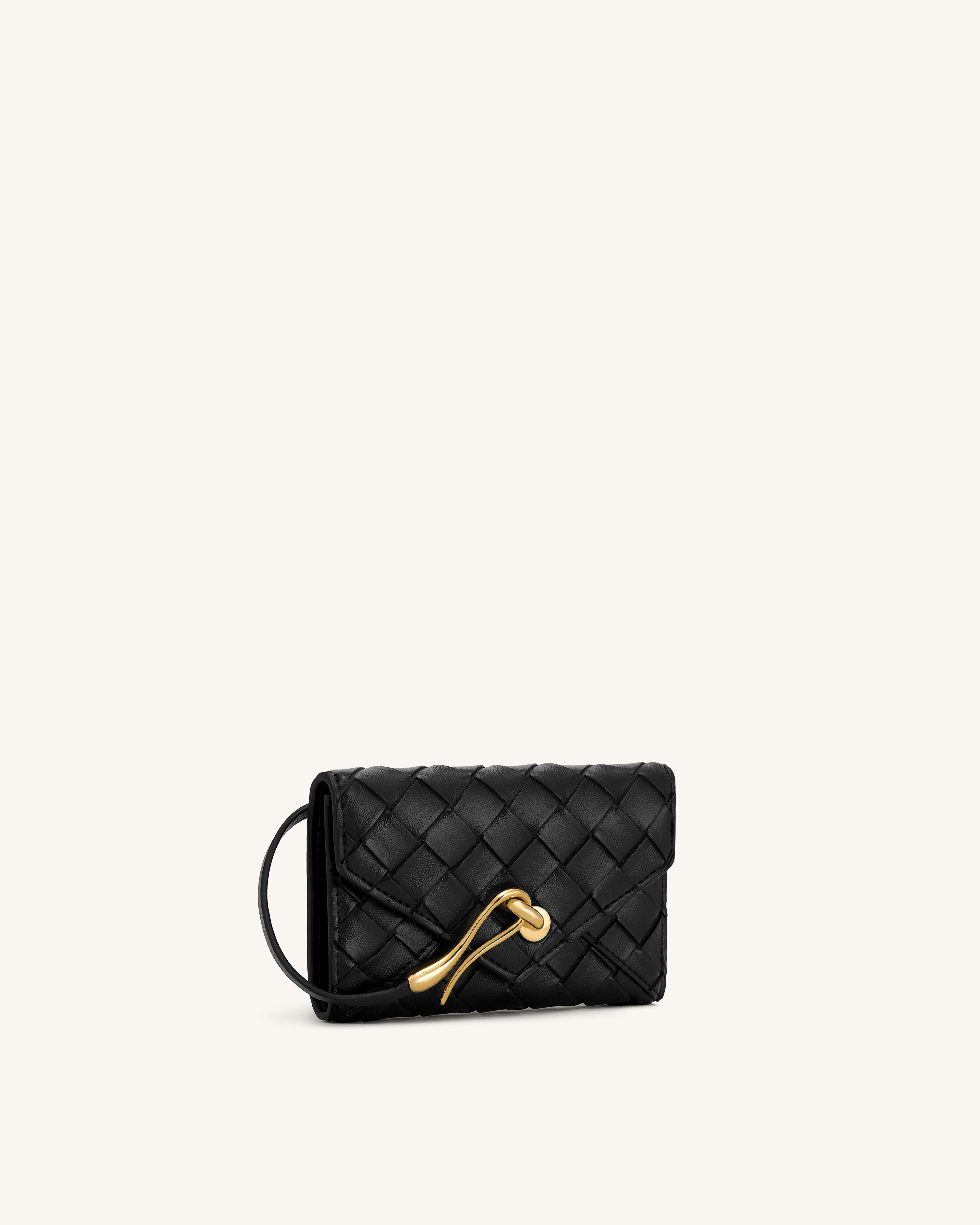 Celeste Woven Textured Envelope Wallet - Black