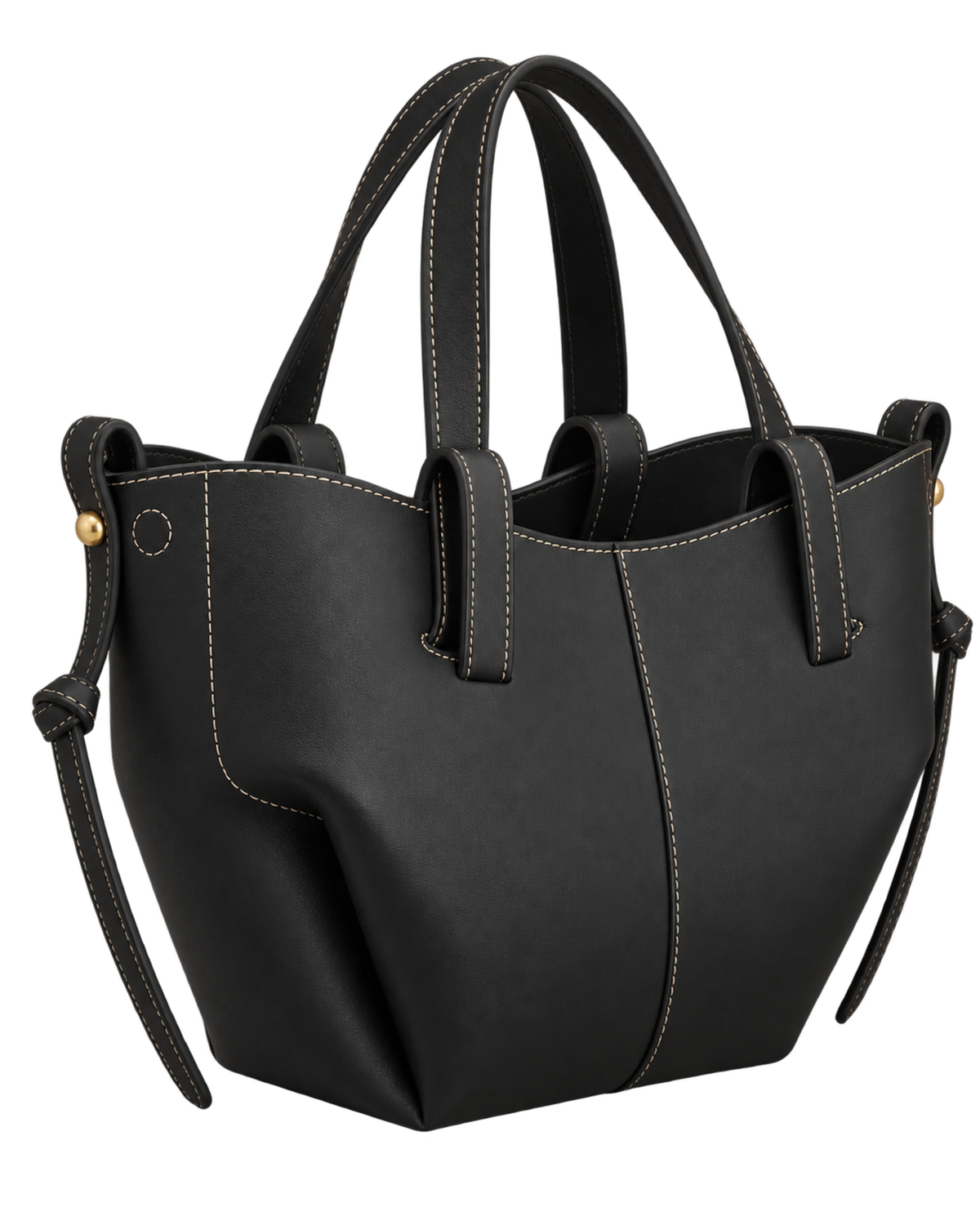 Cyme Mini Edition Textured Black with Ecru Stitching