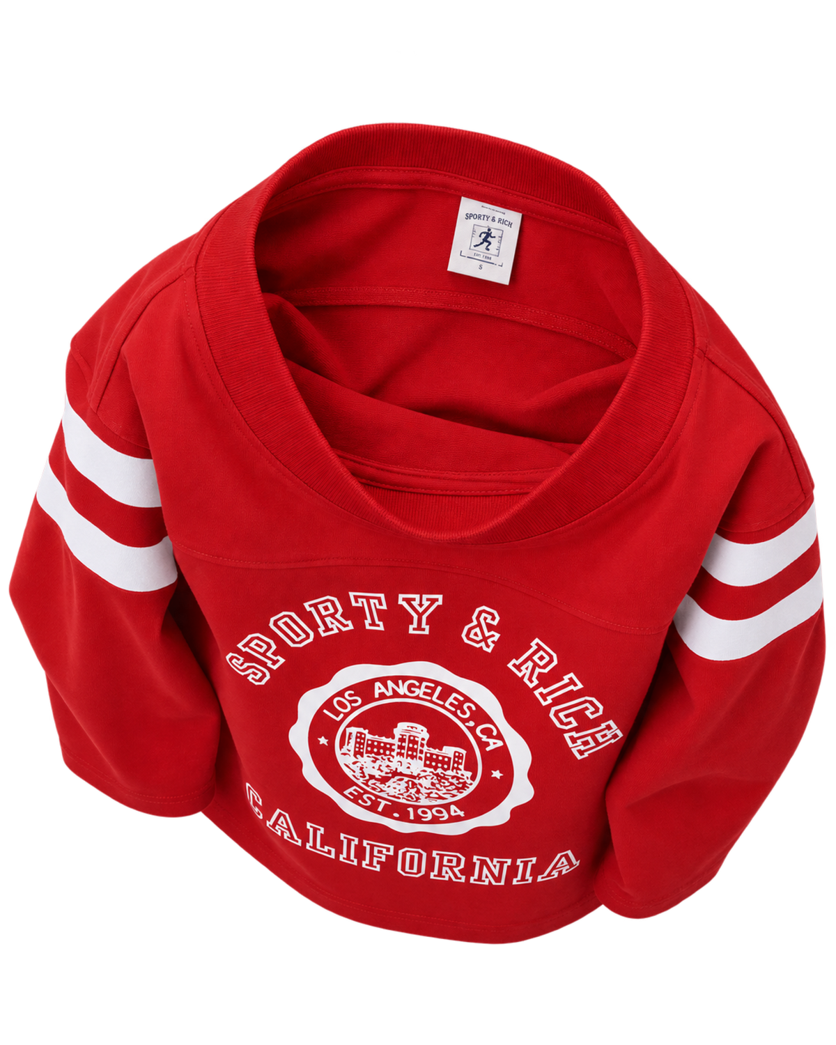 California Emblem Long Football Tee - Ruby/White