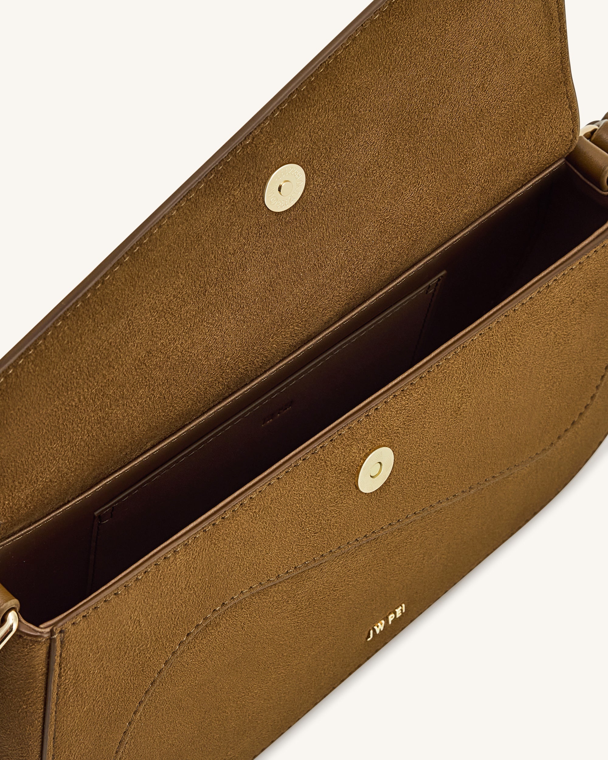 Addisyn Faux Suede Panel Shoulder Bag - Mocha Brown