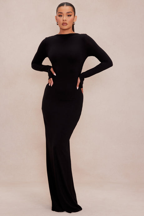Logan Knit Backless Maxi Dress - Black