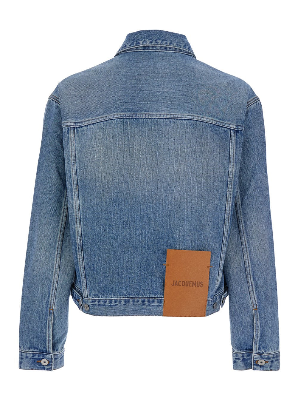Jacquemus 'La Veste De-Nîmes' Blue Jacket with Classic Collar and Logo Patch on the Back in Denim Man
