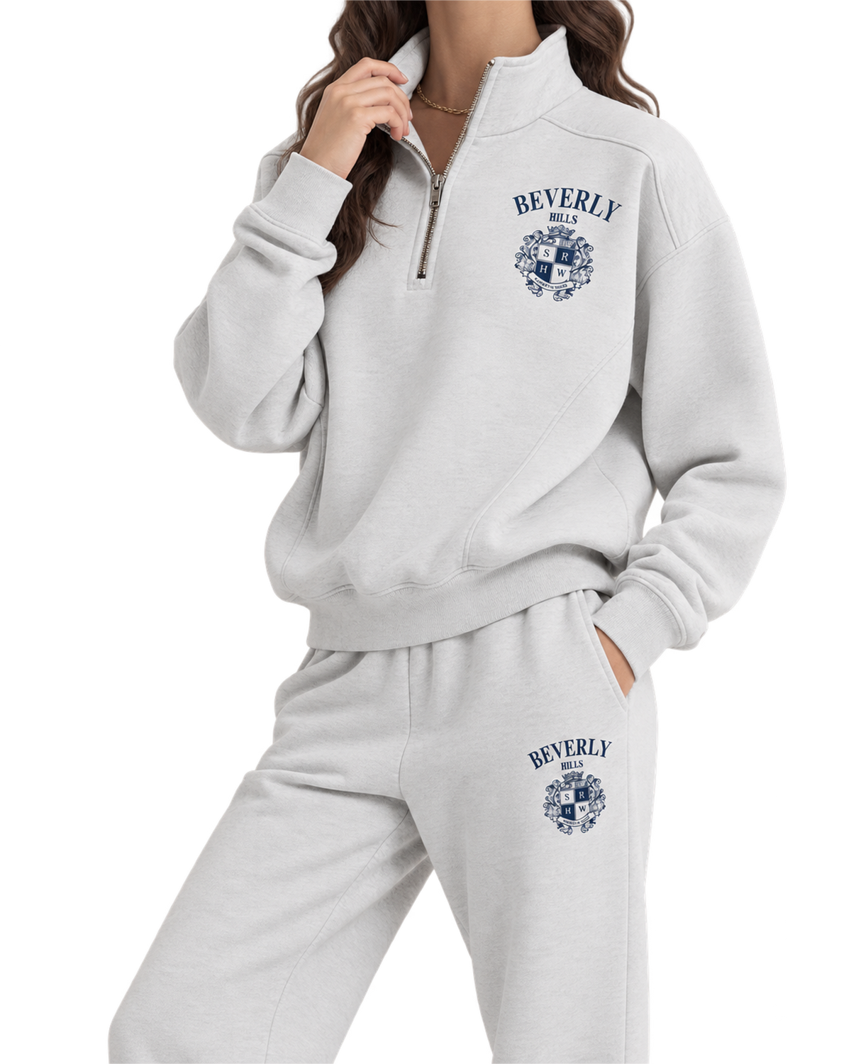 BH Crest Quarter Zip - Heather Gray/Navy