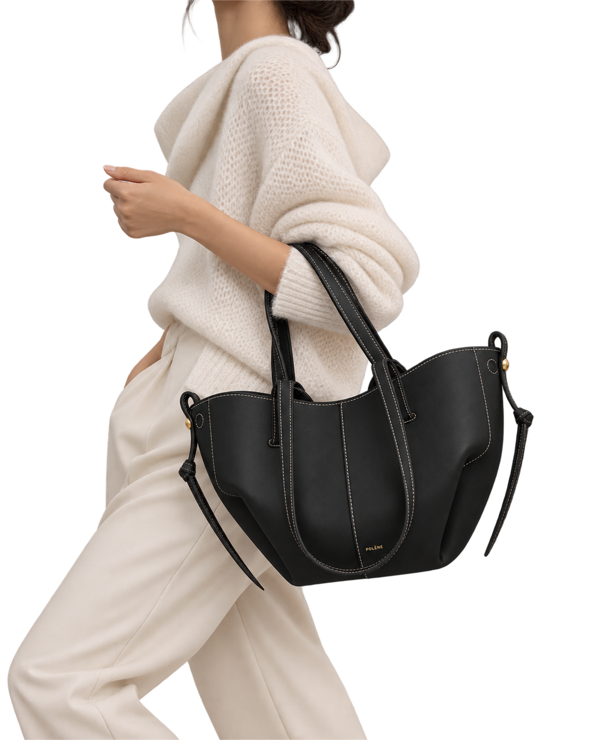 Cyme Mini Edition Textured Black with Ecru Stitching