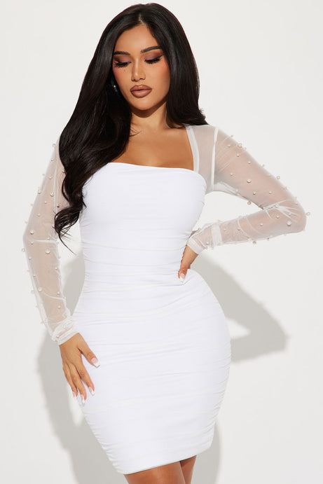 Maia Mesh Mini Dress - White