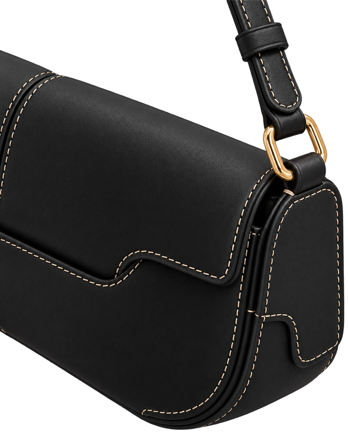 Osmo - Smooth Black with Ecru Stitching