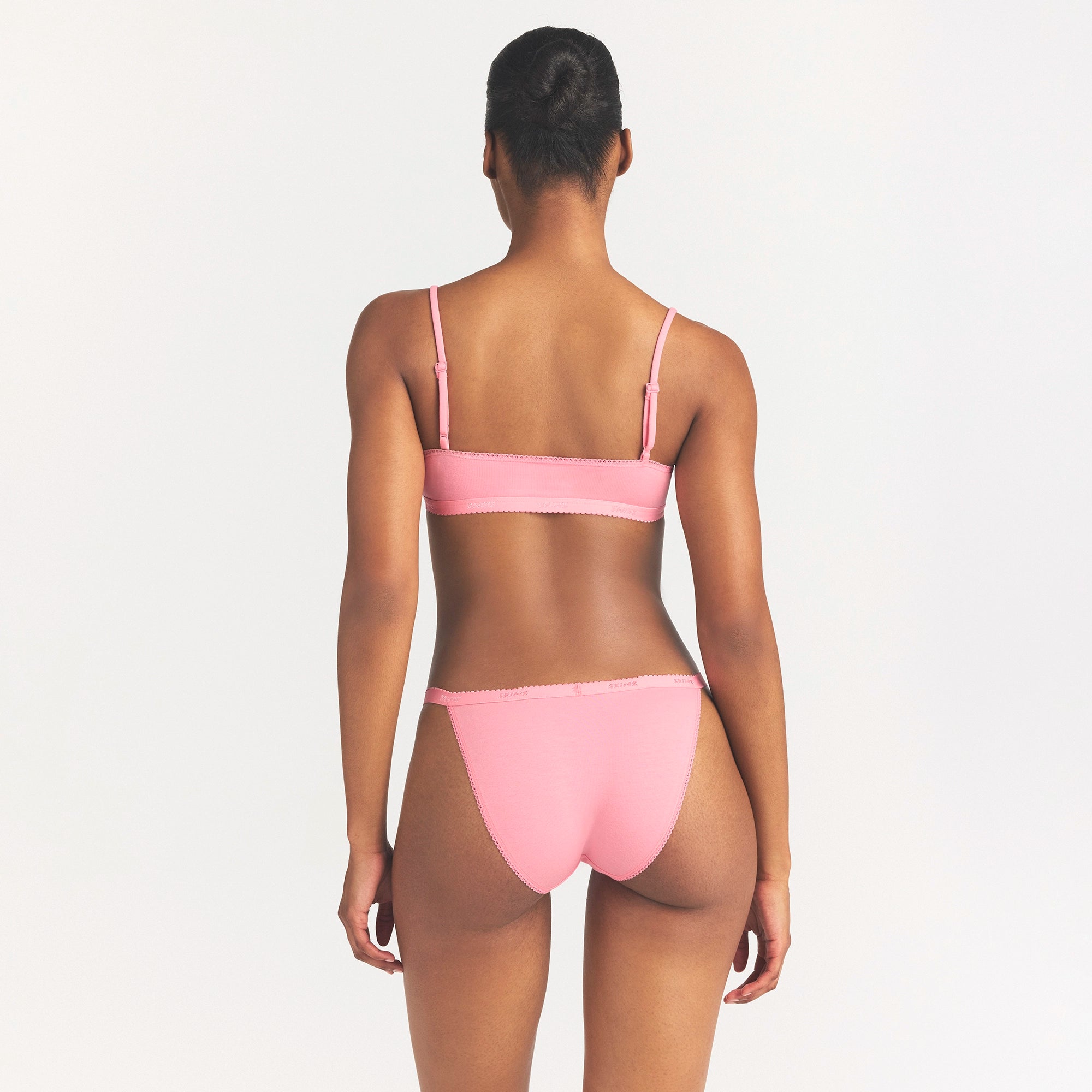 Lightweight Cotton Logo Picot String Bikini