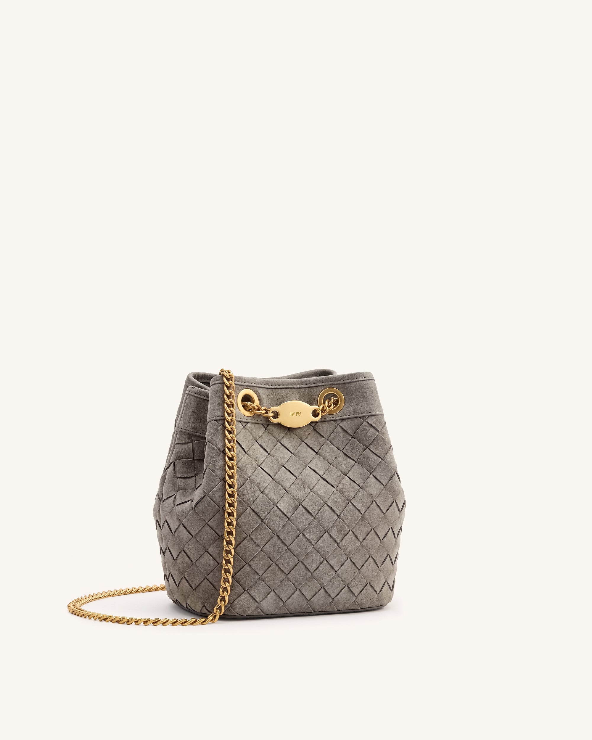 Yara Faux Suede Hand-Woven Bucket Bag - Pink