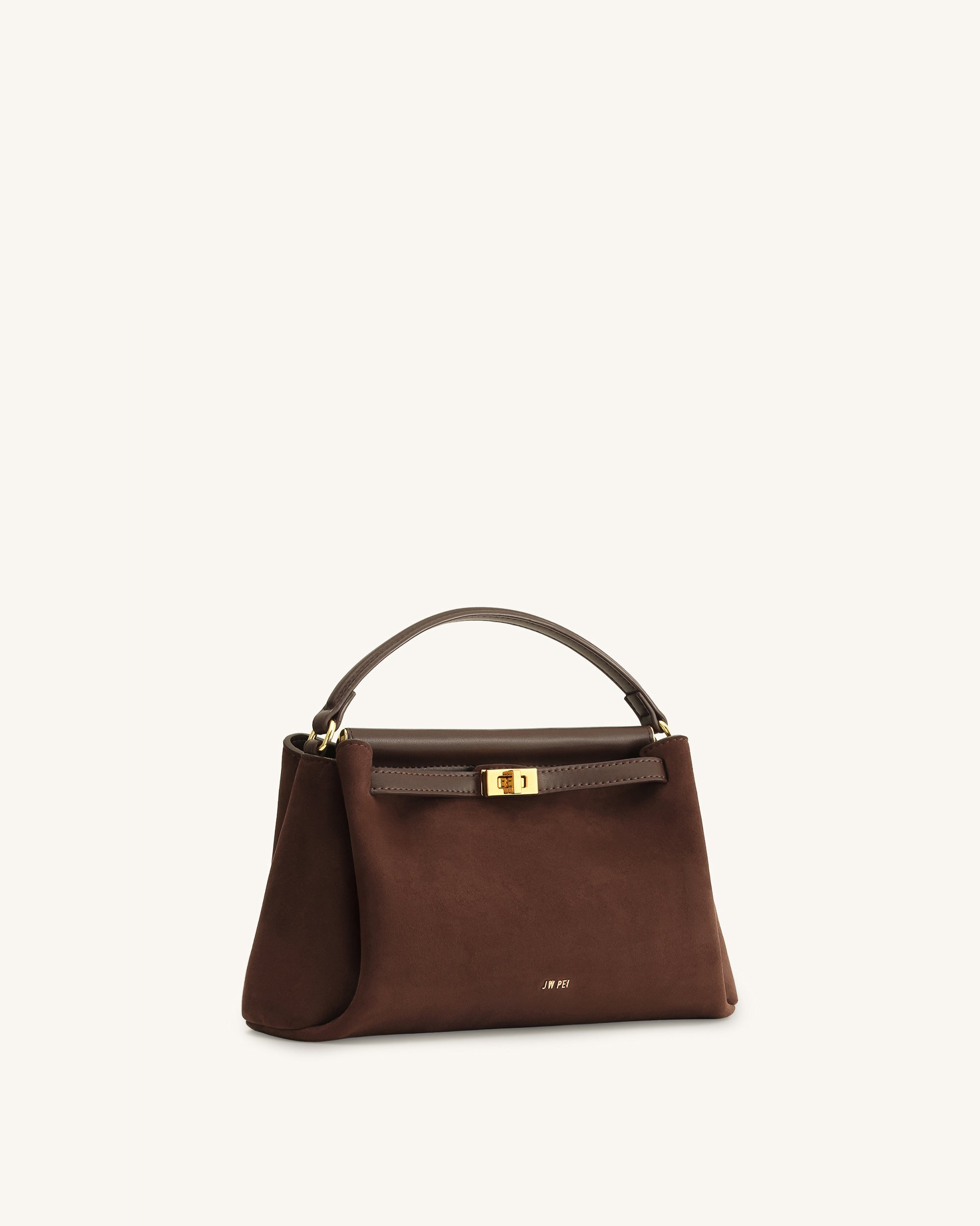 Carmen Faux Suede Top Handle Bag - Dark Brown