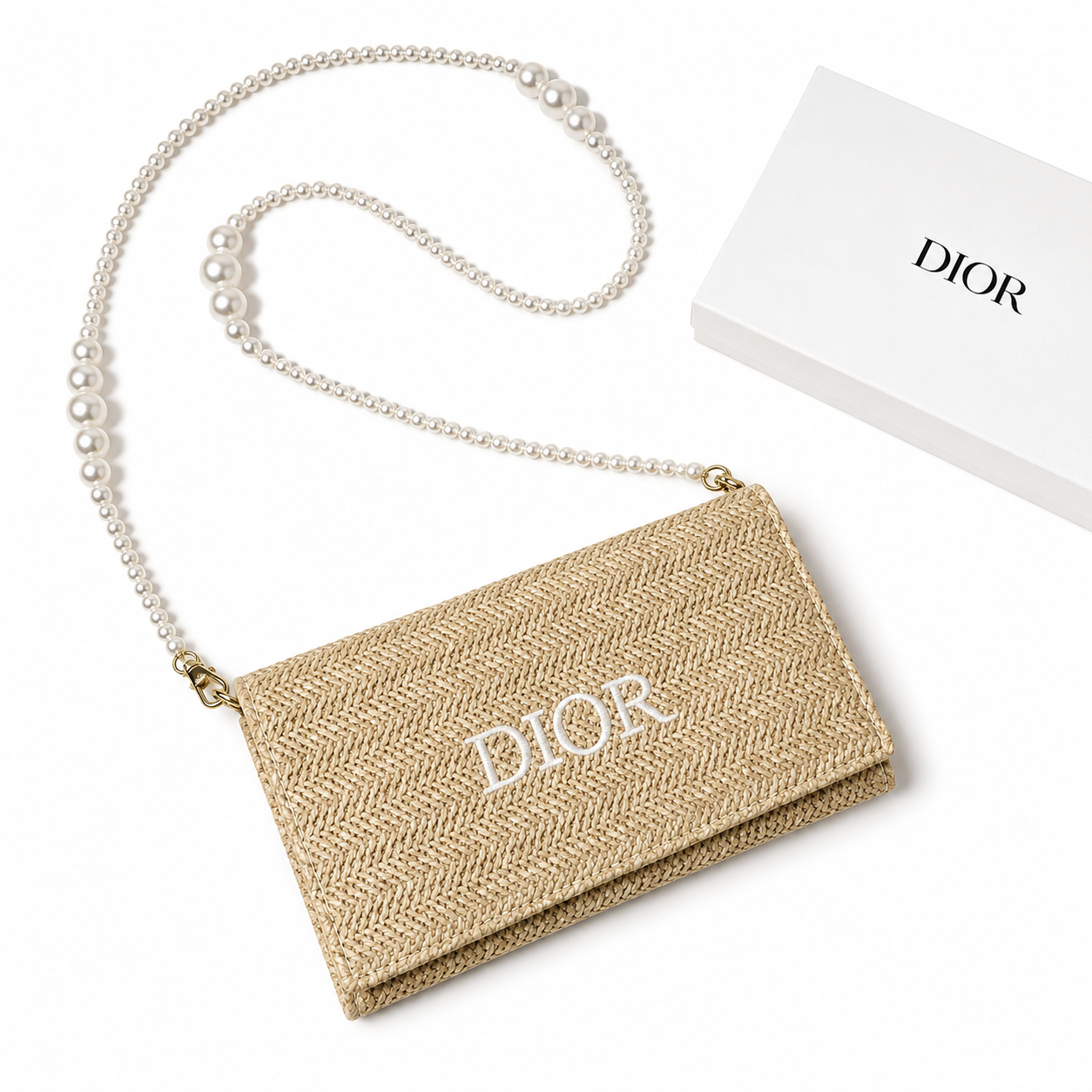 Christian Dior Beauty VIP GWP Converted Straw Raffia Woven Pouch Bag
