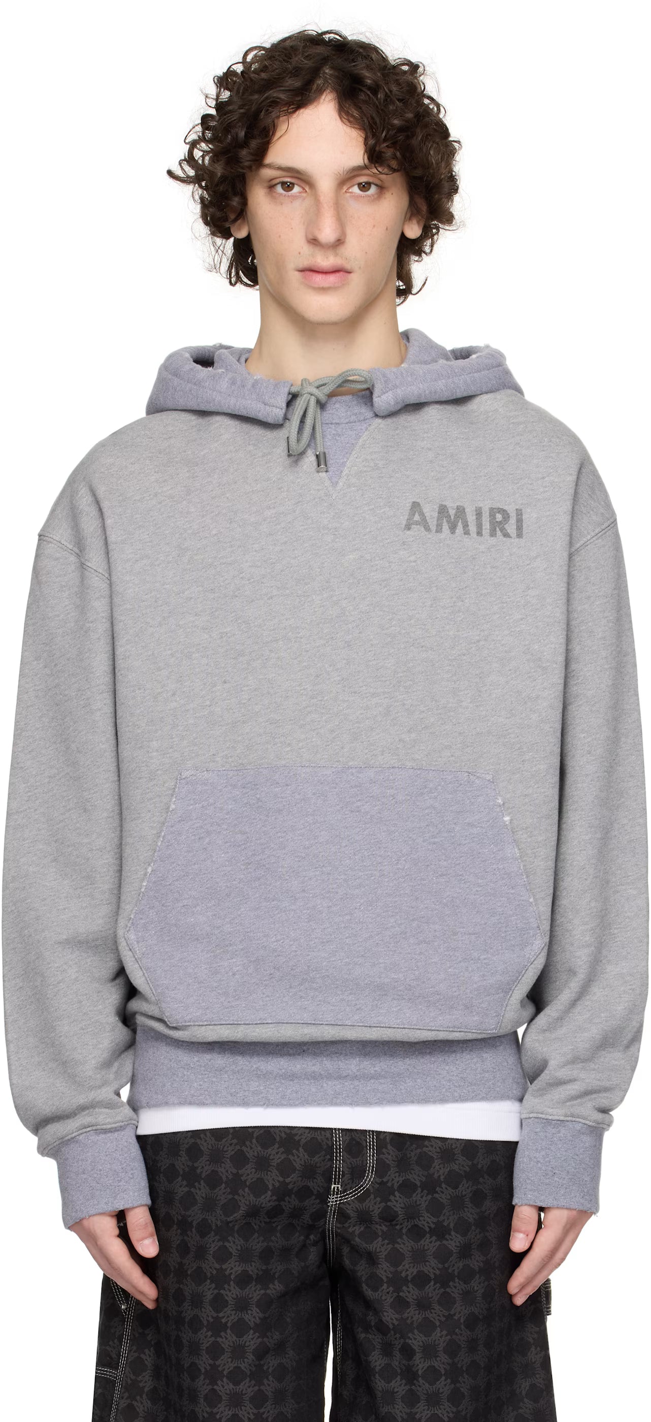 Gray 'AMIRI' Stencil Oversized Hoodie