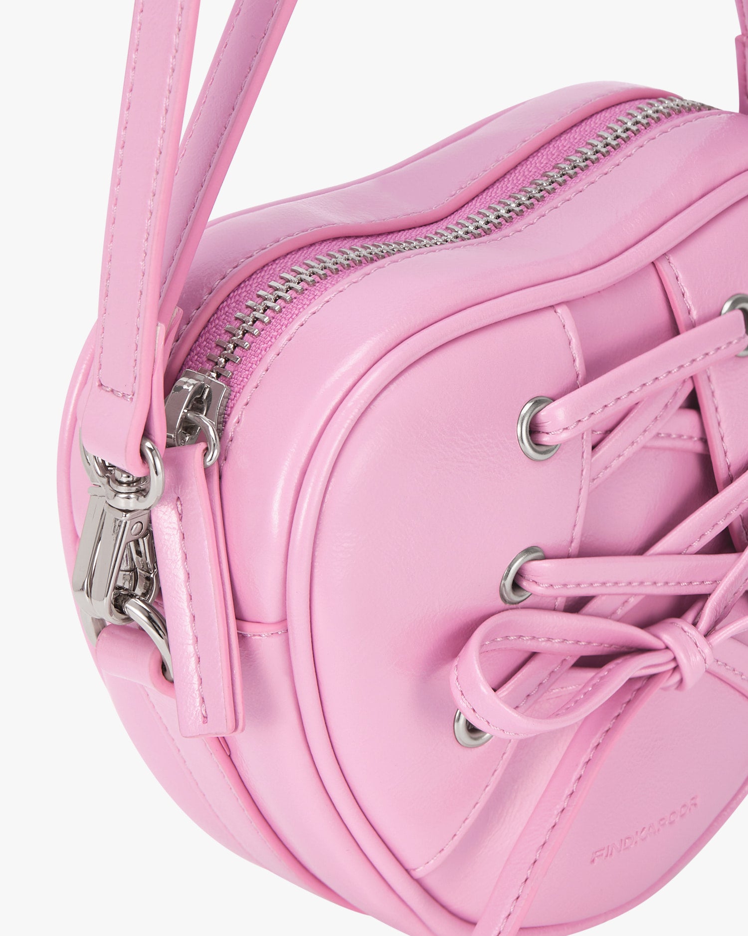 RIBBON TIE HEART BAG - PINK
