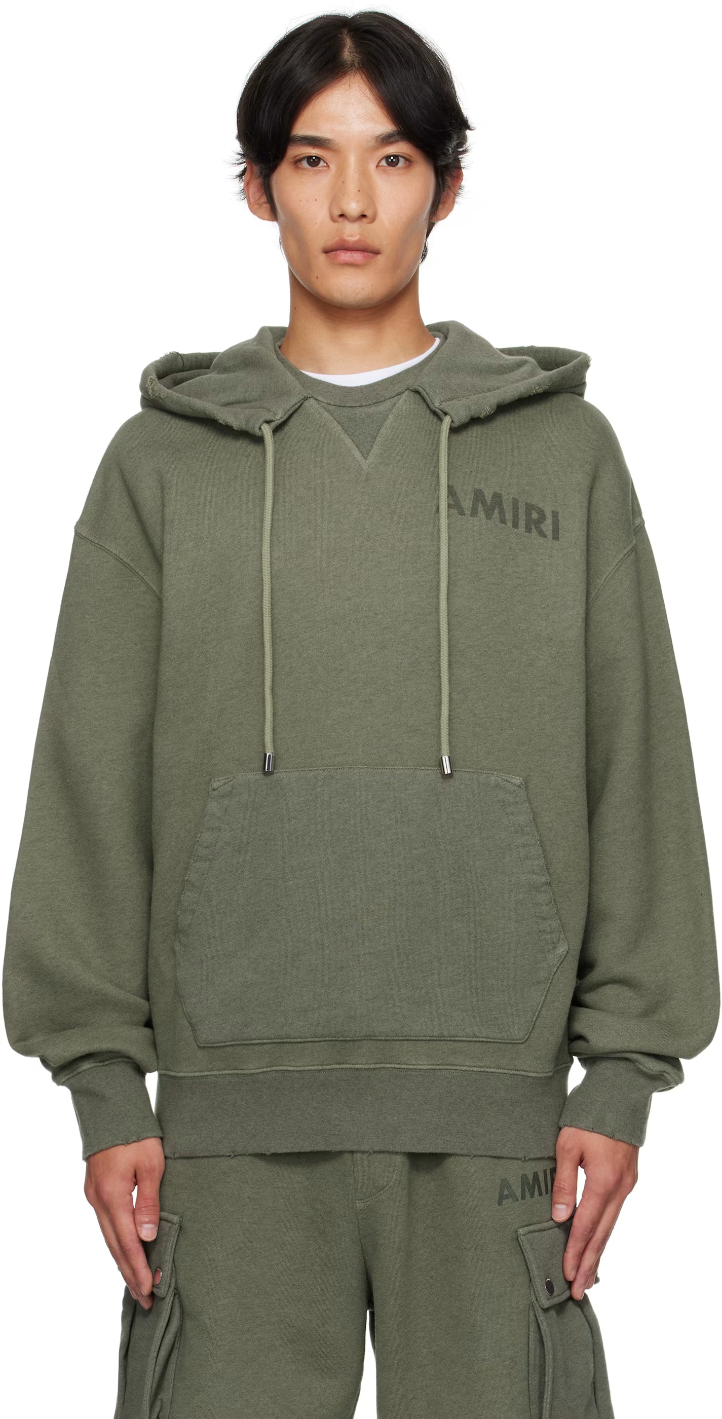 Khaki 'AMIRI' Stencil Oversized Hoodie