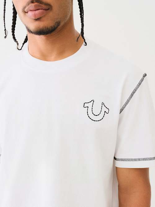 EMBROIDERED HORSESHOE FLATLOCK TEE