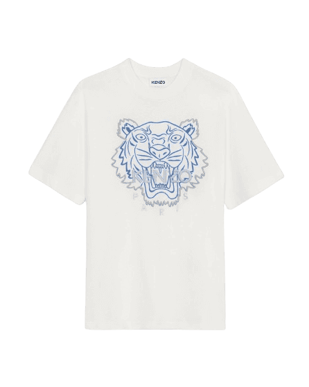 Kenzo Kenzo Blue White Matte Embroidery Tiger Tee - Size: M T-Shirts | Shop From The Mirage