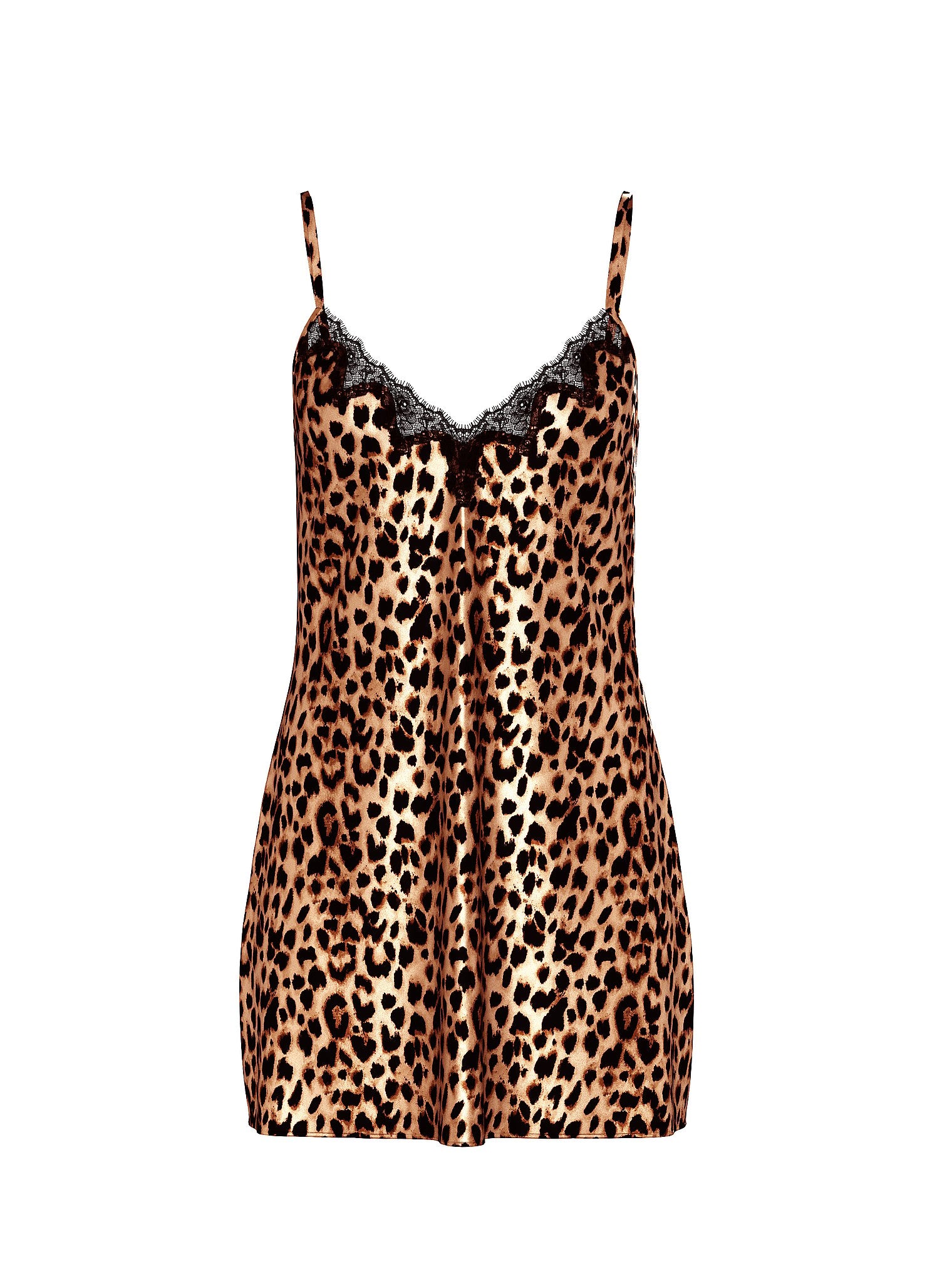 Satin Rose Lace-Trim Mini Slip Dress