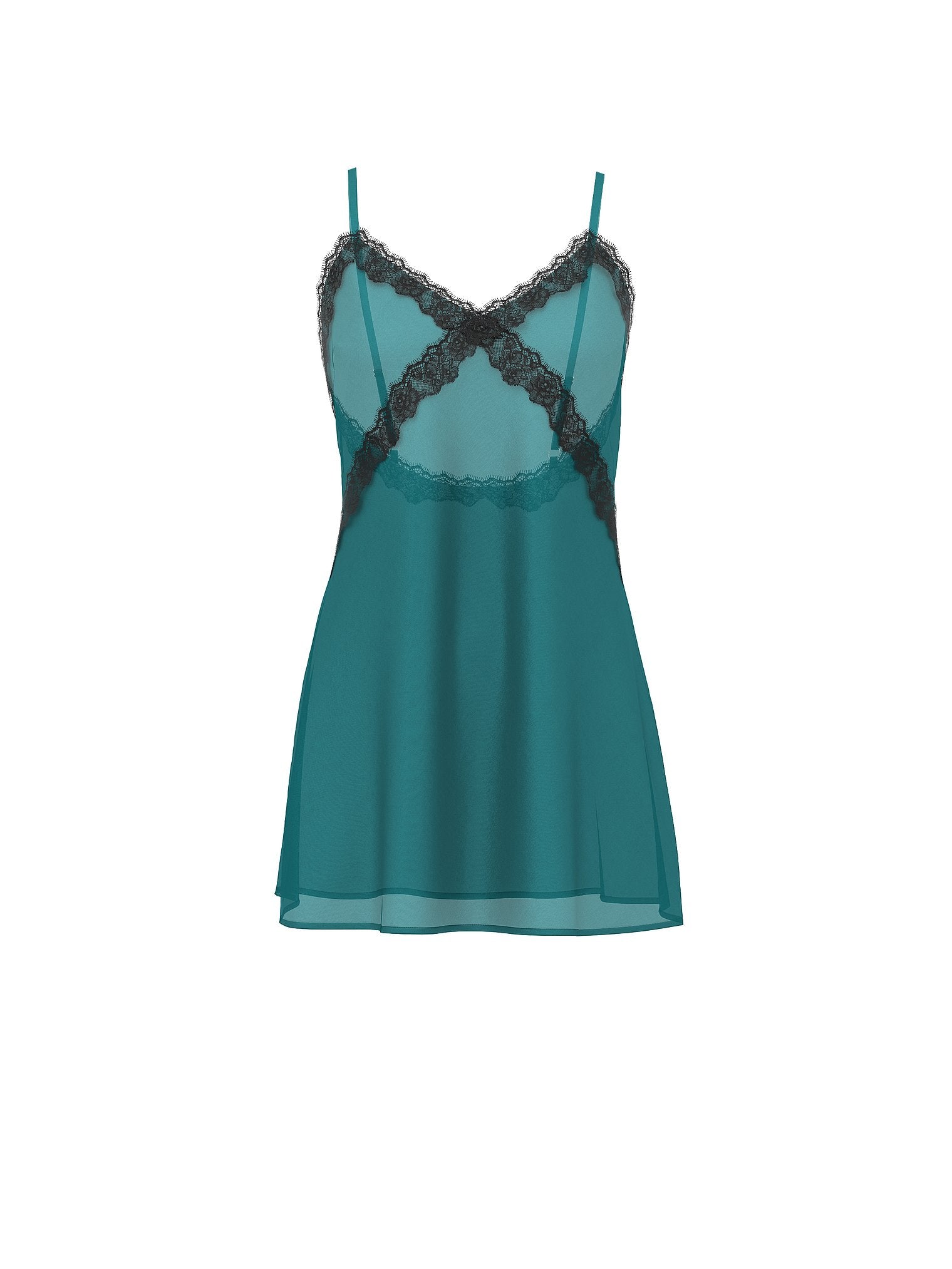 Satin Rose Lace-Trim Mini Slip Dress