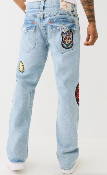 BILLY DISTRESSED PATCH BOOTCUT JEAN