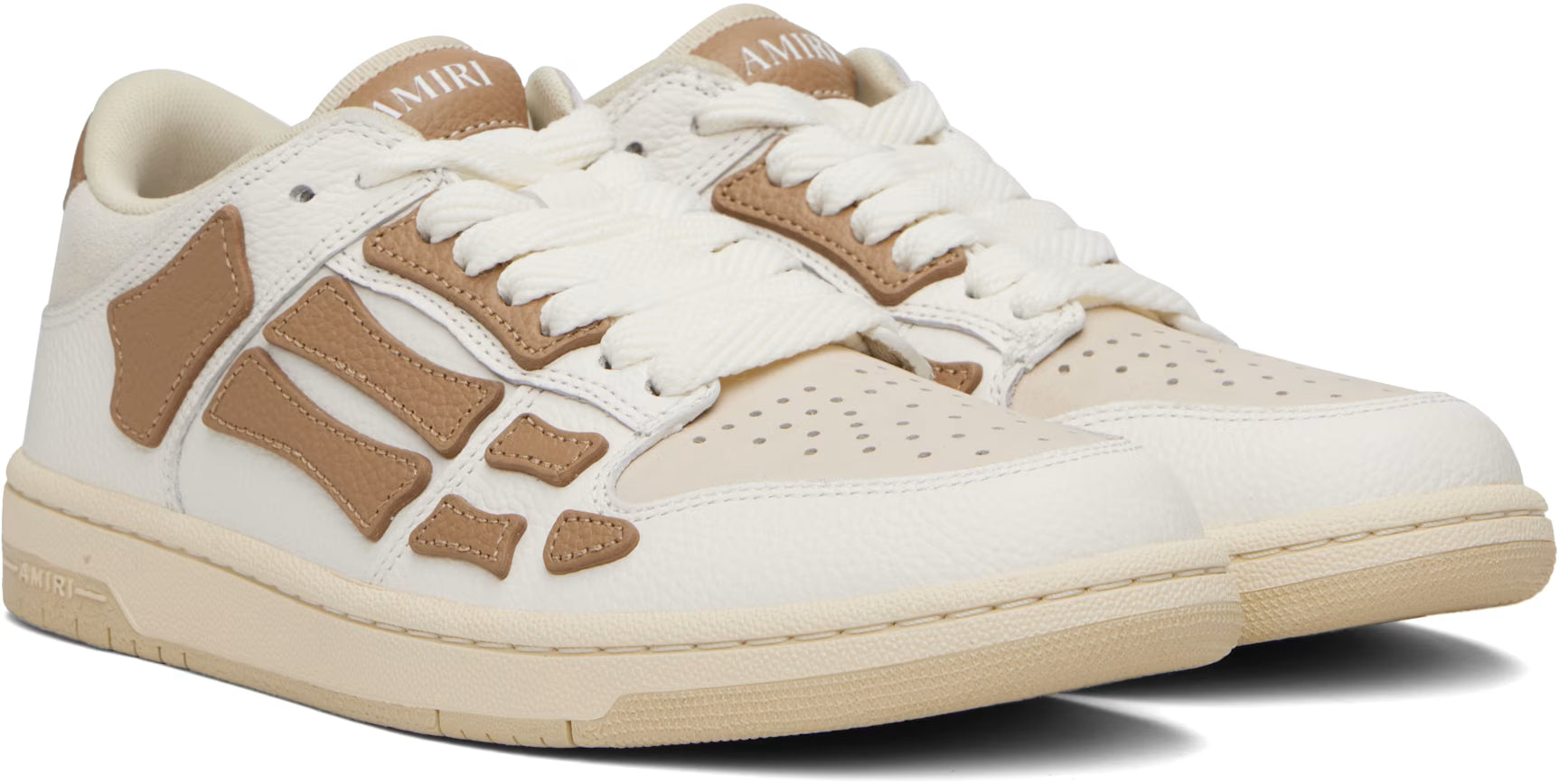 AMIRI White & Tan Skel Top Low Sneakers