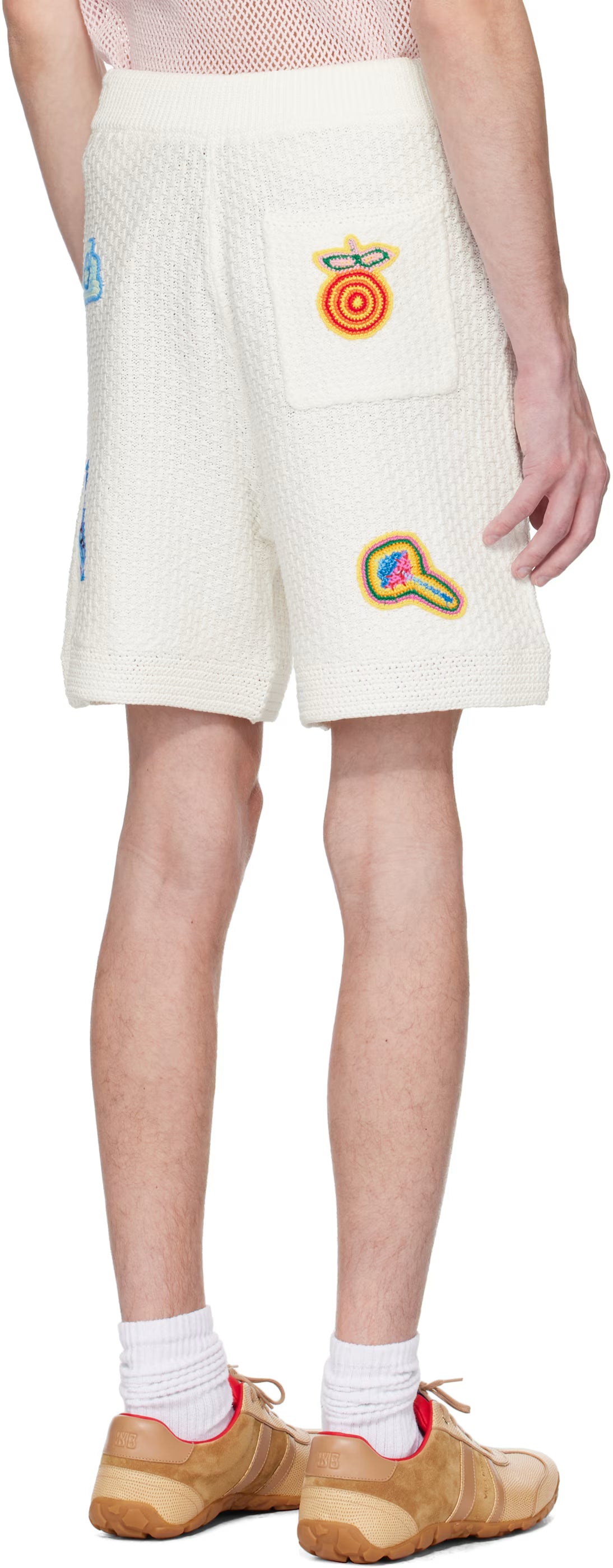 White Motif Crochet Shorts