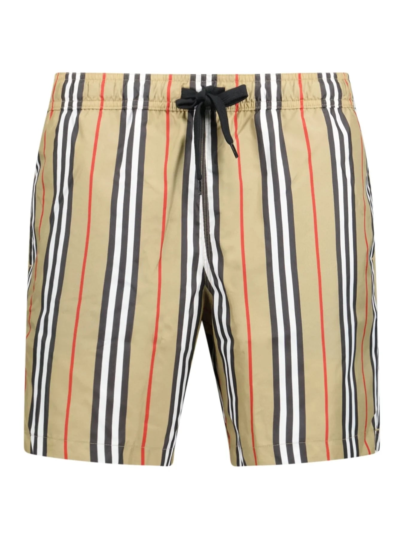 Burberry Striped Check Print Swim Shorts in Beige