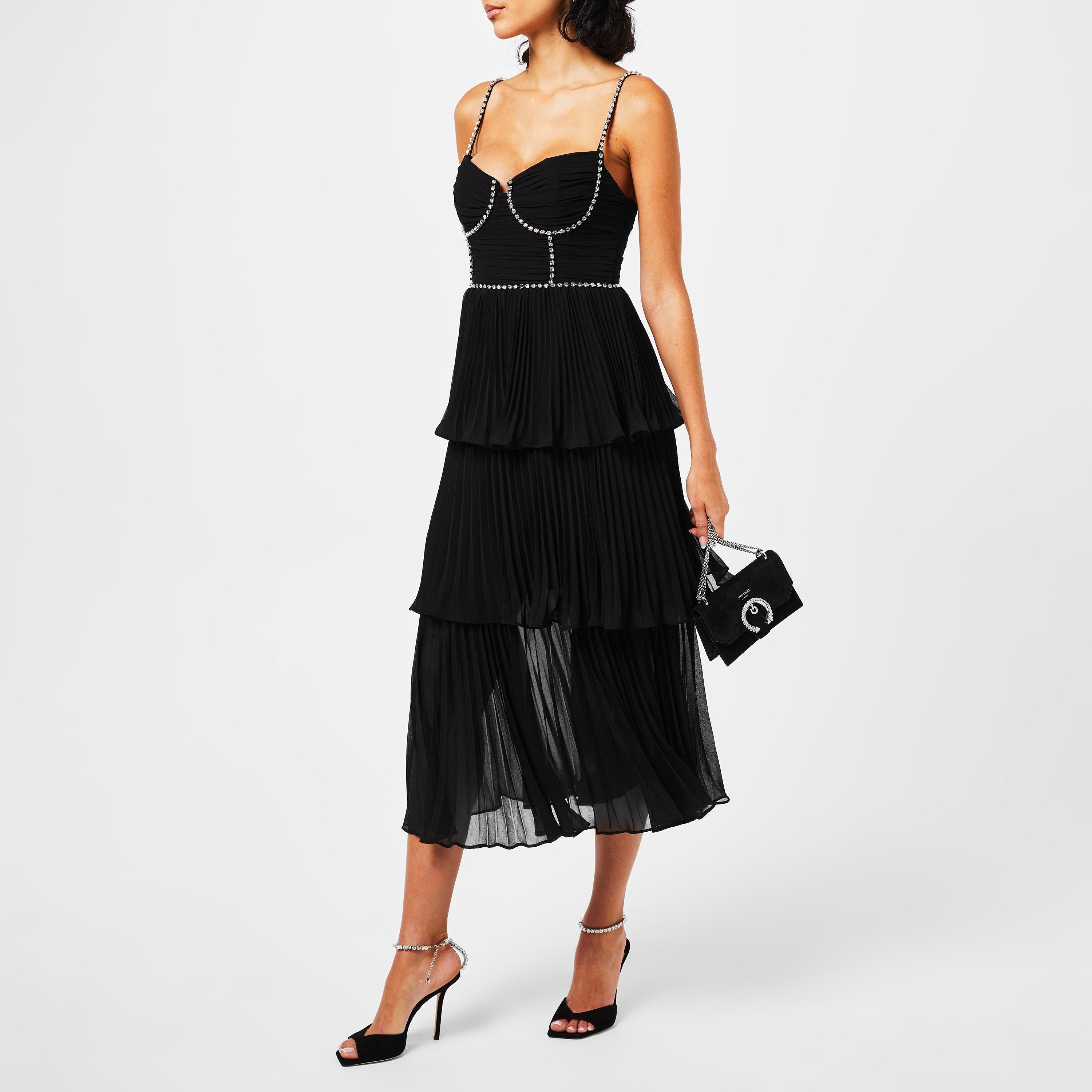 Crystal Ankle Chain Leather Saeda 100 Sandals