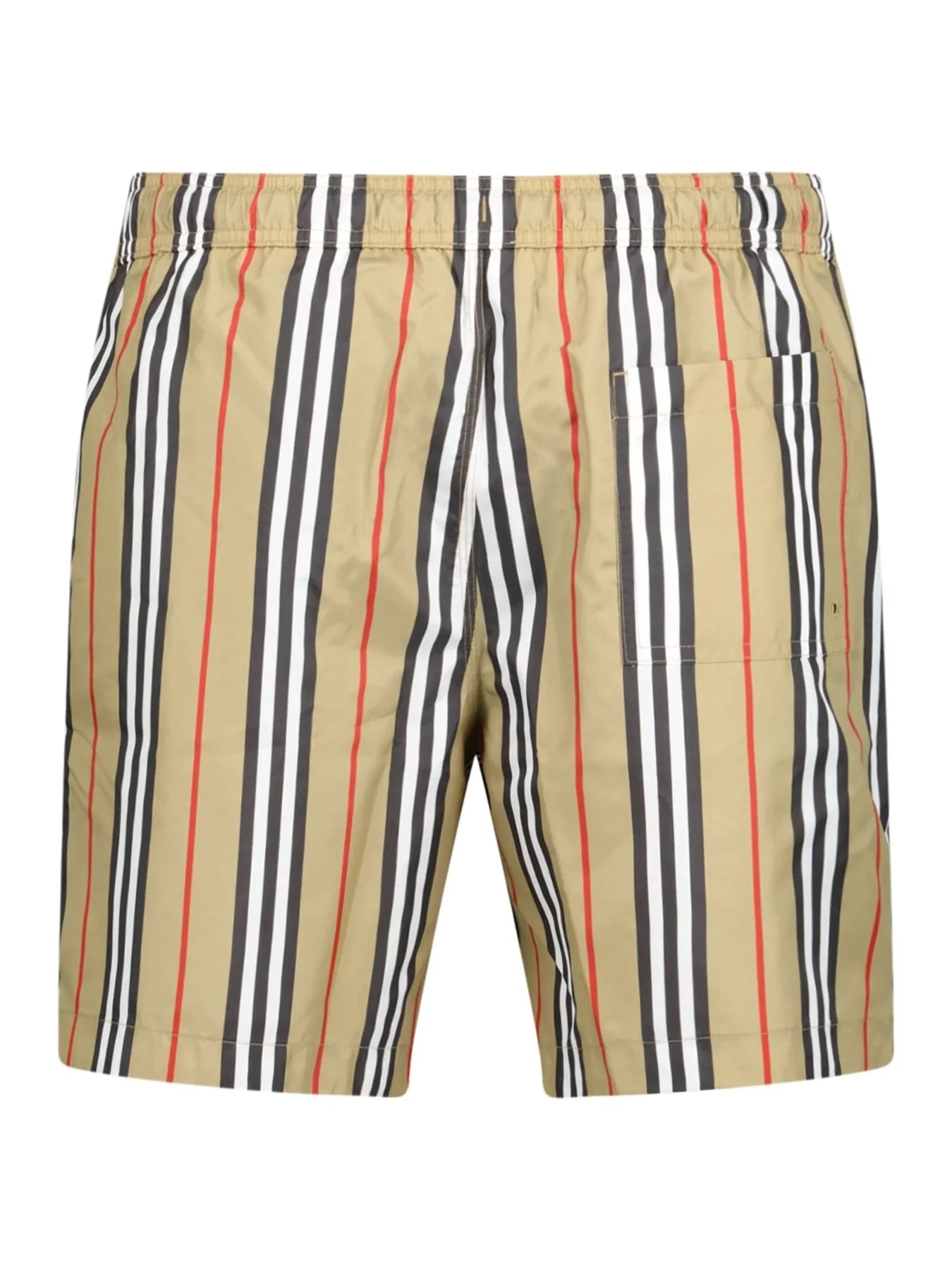 Burberry Striped Check Print Swim Shorts in Beige