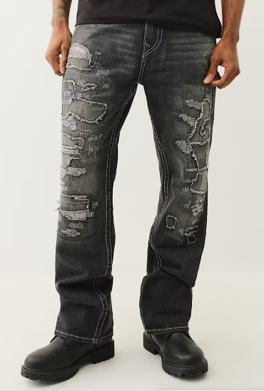 BILLY DISTRESSED BIG T FLAP BOOTCUT JEAN