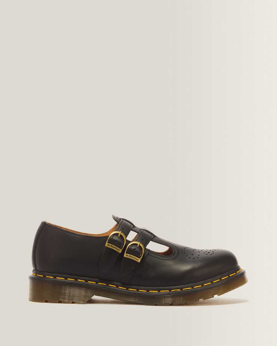 8065 Smooth Leather Mary Jane Shoes — Black
