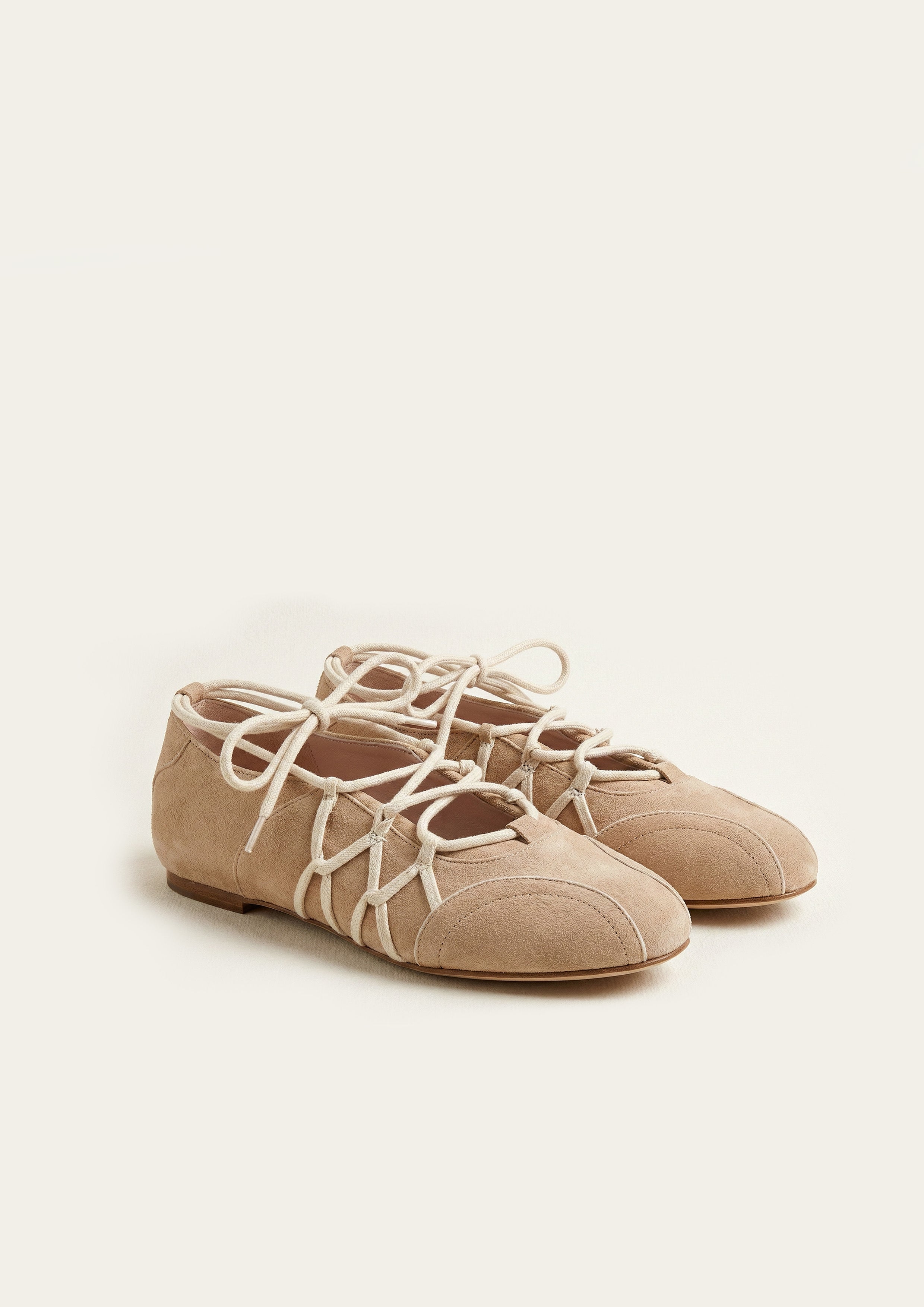 Iria Lace-Up Ballet Flats - Dusty Rose