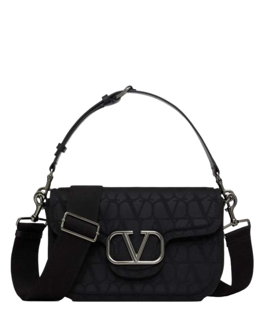 Black V Logo Toile Iconographe Cross Body Bag