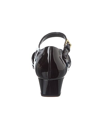 Prada Black Patent Leather Logo Square-Toe Ankle Strap Pumps