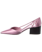 Prada Lilac Satin Pointed-Toe Block Heel Pumps