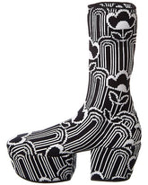 Prada Monochrome Floral Knit Platform Sock Boots