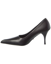 Prada Black Leather Pointed-Toe Kitten Heel Pumps