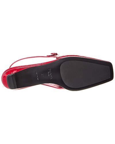 Prada Red Patent Leather Slingback Mary Jane Flats