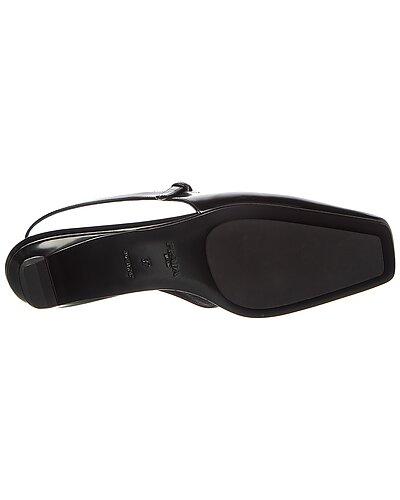 Prada Black Leather Slingback Mary Jane Flats