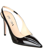 Prada Black Patent Leather Slingback Pumps