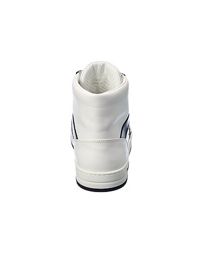 Prada White & Black Leather High-Top Sneakers