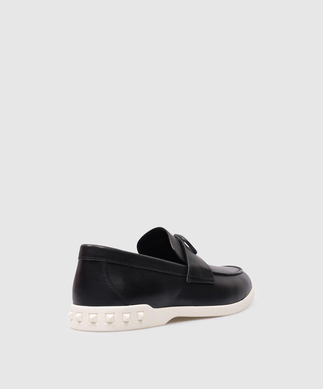 Valentino Garavani Leisure Flows Black Leather Loafers with VLogo