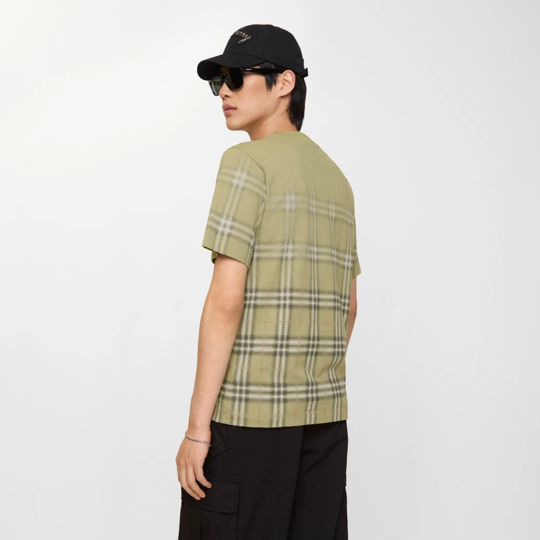Gradient Check Cotton T-shirt