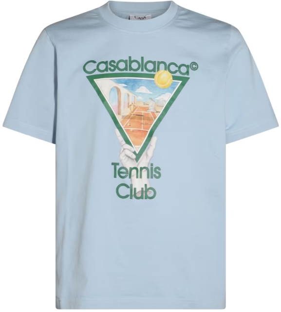 Casablanca Sky Blue Logo Print Crew Neck T-Shirt