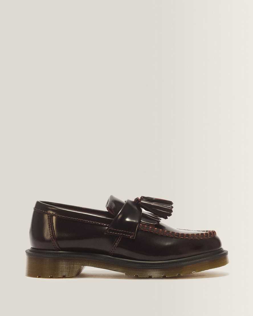 Adrian Arcadia Leather Tassel Loafers — Cherry Red Arcadia